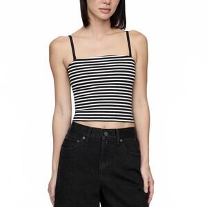 Gap CloseKnit Crop Tube Top Cotton Blend Black Cream Stripe NWT XL